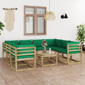 9-teiliges Gartenmöbel-Set mit imprägnierten Holzkissen von vidaXL, Gartensets - Ref: Foro24-3065102, Preis: 492,99 €, Rabatt: %