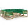 9-teiliges Gartenmöbel-Set mit imprägnierten Holzkissen von vidaXL, Gartensets - Ref: Foro24-3065102, Preis: 476,28 €, Rabatt: %