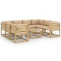 9-teiliges Gartenmöbel-Set mit imprägnierten Holzkissen von vidaXL, Gartensets - Ref: Foro24-3065042, Preis: 625,41 €, Rabatt: %