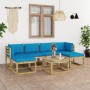 7-piece garden furniture set with impregnated wood cushions by vidaXL, Garden sets - Ref: Foro24-3065070, Price: 464,20 €, Di...