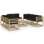 9-piece garden furniture set with impregnated wood cushions by vidaXL, Garden sets - Ref: Foro24-3065166, Price: 573,99 €, Di...