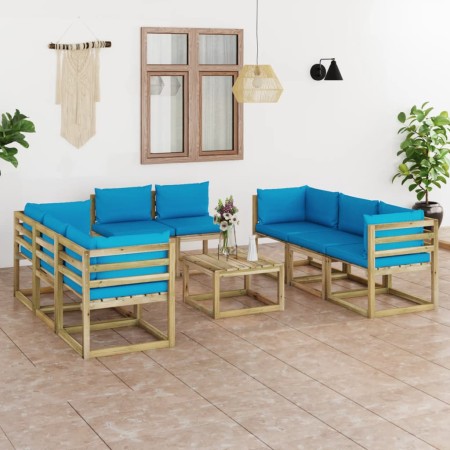 9-teiliges Gartenmöbel-Set mit imprägnierten Holzkissen von vidaXL, Gartensets - Ref: Foro24-3065076, Preis: 573,99 €, Rabatt: %