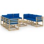 9-piece garden furniture set with impregnated wood cushions by vidaXL, Garden sets - Ref: Foro24-3065256, Price: 476,28 €, Di...