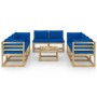 Set de muebles de jardín 9 piezas con cojines madera impregnada de vidaXL, Conjuntos de jardín - Ref: Foro24-3065256, Precio:...