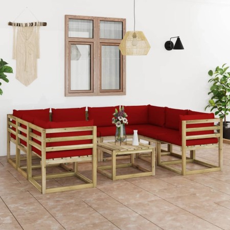 9-teiliges Gartenmöbel-Set mit imprägnierten Holzkissen von vidaXL, Gartensets - Ref: Foro24-3065222, Preis: 476,28 €, Rabatt: %