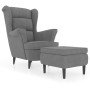 Light gray velvet wingback chair and footstool by vidaXL, Armchairs - Ref: Foro24-3115931, Price: 280,01 €, Discount: %