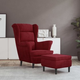 Red Velvet Wing Chair and Stool by vidaXL, Armchairs - Ref: Foro24-3115936, Price: 294,30 €, Discount: %