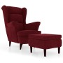 Sillón orejero y taburete de terciopelo rojo tinto de vidaXL, Sillones - Ref: Foro24-3115936, Precio: 294,30 €, Descuento: %