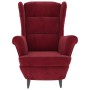 Sillón orejero y taburete de terciopelo rojo tinto de vidaXL, Sillones - Ref: Foro24-3115936, Precio: 294,30 €, Descuento: %