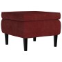 Sillón orejero y taburete de terciopelo rojo tinto de vidaXL, Sillones - Ref: Foro24-3115936, Precio: 294,30 €, Descuento: %