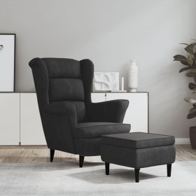 Dark Gray Velvet Wing Chair and Stool by vidaXL, Armchairs - Ref: Foro24-3115932, Price: 291,25 €, Discount: %