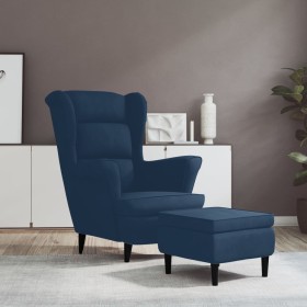 Sillón orejero y taburete de terciopelo azul de vidaXL, Sillones - Ref: Foro24-3115930, Precio: 280,53 €, Descuento: %