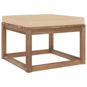 Garden footstool with beige cushion by vidaXL, Modular outdoor sofas - Ref: Foro24-3067263, Price: 66,99 €, Discount: %