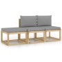 3-piece garden furniture set with gray cushions by vidaXL, Garden sets - Ref: Foro24-3064966, Price: 179,31 €, Discount: %