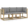 3-seater garden sofa with grey cushions by vidaXL, Garden sets - Ref: Foro24-3064965, Price: 188,52 €, Discount: %