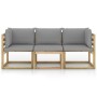 3-seater garden sofa with grey cushions by vidaXL, Garden sets - Ref: Foro24-3064965, Price: 188,52 €, Discount: %