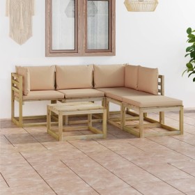 6-piece garden furniture set with beige cushions by vidaXL, Garden sets - Ref: Foro24-3065034, Price: 358,99 €, Discount: %