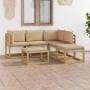 6-piece garden furniture set with beige cushions by vidaXL, Garden sets - Ref: Foro24-3065034, Price: 366,75 €, Discount: %