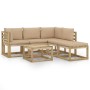 6-piece garden furniture set with beige cushions by vidaXL, Garden sets - Ref: Foro24-3065034, Price: 366,75 €, Discount: %