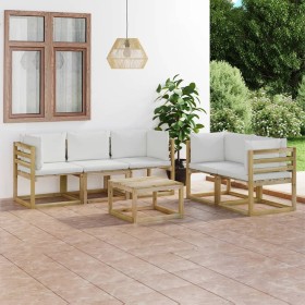 6-teiliges Gartenmöbel-Set mit cremefarbenen Kissen von vidaXL, Gartensets - Ref: Foro24-3065005, Preis: 521,06 €, Rabatt: %