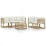 Set de muebles de jardín 6 pzas con cojines crema de vidaXL, Conjuntos de jardín - Ref: Foro24-3065005, Precio: 520,48 €, Des...