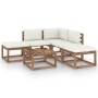 Set de muebles de jardín 6 pzas con cojines crema de vidaXL, Conjuntos de jardín - Ref: Foro24-3067382, Precio: 352,41 €, Des...