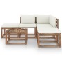 Set de muebles de jardín 6 pzas con cojines crema de vidaXL, Conjuntos de jardín - Ref: Foro24-3067382, Precio: 352,41 €, Des...