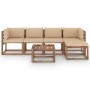 Set de muebles de jardín 6 pzas con cojines beige de vidaXL, Conjuntos de jardín - Ref: Foro24-3067395, Precio: 369,07 €, Des...