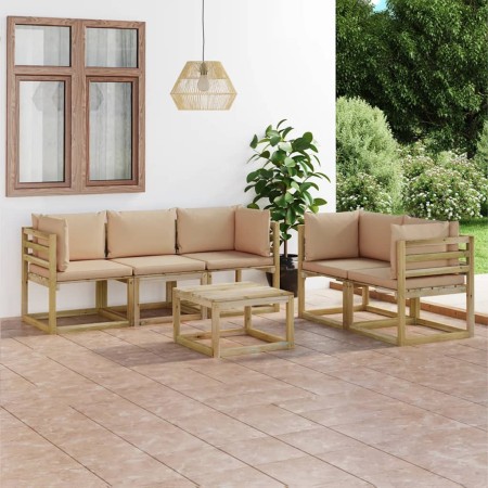 Set de muebles de jardín 6 pzas con cojines beige de vidaXL, Conjuntos de jardín - Ref: Foro24-3065035, Precio: 457,99 €, Des...