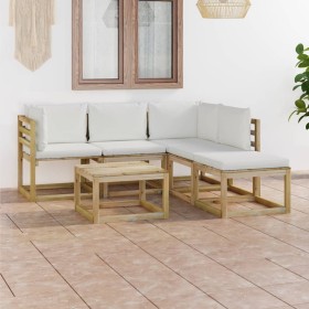 Set de muebles de jardín 6 pzas con cojines crema de vidaXL, Conjuntos de jardín - Ref: Foro24-3065004, Precio: 361,25 €, Des...