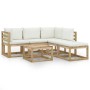 Set de muebles de jardín 6 pzas con cojines crema de vidaXL, Conjuntos de jardín - Ref: Foro24-3065004, Precio: 361,25 €, Des...