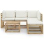 Set de muebles de jardín 6 pzas con cojines crema de vidaXL, Conjuntos de jardín - Ref: Foro24-3065004, Precio: 361,25 €, Des...