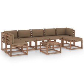 Set de muebles de jardín 8 pzas con cojines taupe