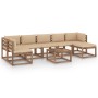 Set de muebles de jardín 8 pzas con cojines beige de vidaXL, Conjuntos de jardín - Ref: Foro24-3067503, Precio: 499,99 €, Des...