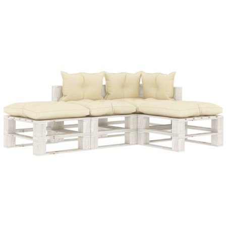 Garden furniture set made of 4-piece wooden pallets with cream cushions. by vidaXL, Garden sets - Ref: Foro24-3052457, Price:...