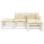 Garden furniture set made of 4-piece wooden pallets with cream cushions. by vidaXL, Garden sets - Ref: Foro24-3052457, Price:...