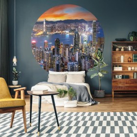 WallArt Wallpaper Circle Skyline by Night 190 cm by WallArt, Painted paper - Ref: Foro24-440351, Price: 29,99 €, Discount: %