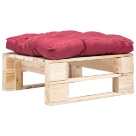 Garden pallet ottoman with red natural wood cushion by vidaXL, Outdoor ottomans - Ref: Foro24-277475, Price: 57,99 €, Discoun...