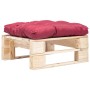 Otomana de palets de jardín con cojín rojo madera natural de vidaXL, Otomanas de exterior - Ref: Foro24-277475, Precio: 58,62...