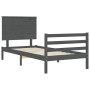 Estructura de cama con cabecero madera maciza gris 100x200 cm de vidaXL, Camas y somieres - Ref: Foro24-3195213, Precio: 118,...