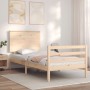 Bed frame with solid wood headboard 90x200 cm by vidaXL, Beds and slatted bases - Ref: Foro24-3195206, Price: 104,94 €, Disco...