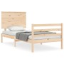 Bed frame with solid wood headboard 90x200 cm by vidaXL, Beds and slatted bases - Ref: Foro24-3195206, Price: 104,94 €, Disco...