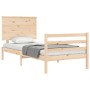 Bed frame with solid wood headboard 90x200 cm by vidaXL, Beds and slatted bases - Ref: Foro24-3195206, Price: 104,94 €, Disco...