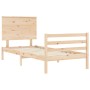 Bed frame with solid wood headboard 90x200 cm by vidaXL, Beds and slatted bases - Ref: Foro24-3195206, Price: 104,94 €, Disco...