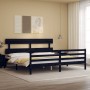 Estructura de cama con cabecero madera maciza negro 200x200 cm de vidaXL, Camas y somieres - Ref: Foro24-3195115, Precio: 164...