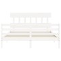 Estructura de cama matrimonio con cabecero madera maciza blanco de vidaXL, Camas y somieres - Ref: Foro24-3195162, Precio: 13...