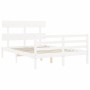 White solid wood bed frame with headboard 140x200 cm by vidaXL, Beds and slatted bases - Ref: Foro24-3195092, Price: 124,63 €...