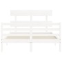 White solid wood bed frame with headboard 140x200 cm by vidaXL, Beds and slatted bases - Ref: Foro24-3195092, Price: 124,63 €...