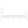 White solid wood bed frame with headboard 140x200 cm by vidaXL, Beds and slatted bases - Ref: Foro24-3195092, Price: 124,63 €...