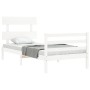 White solid wood bed frame with headboard 100x200 cm by vidaXL, Beds and slatted bases - Ref: Foro24-3195082, Price: 102,55 €...